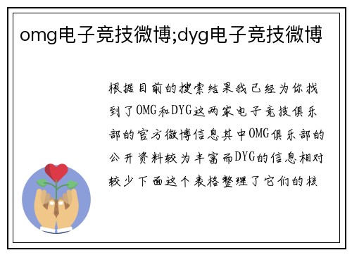 omg电子竞技微博;dyg电子竞技微博